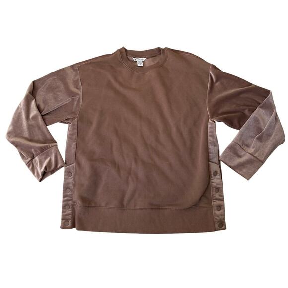 Athleta Women Snap Side Crewneck Velvet Long Sleeve Basic Old Money Vacation M - Picture 2 of 8